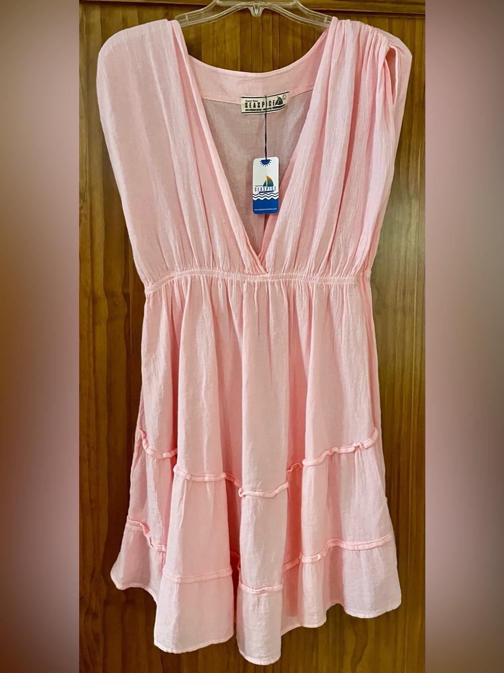 NEW Pink Peruvian Cotton Mini Dress/Beach Cover by Seaspice Size L - Picture 4 of 12